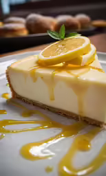 the yellow tart has been topped with a slice of lemon
