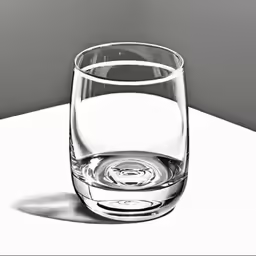 a glass on top of a table with a white table cloth