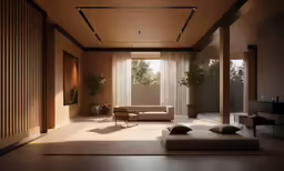 the interior of a home in brown tones