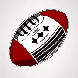 a ball with a black and red pattern is seen,an image of a football coming out of the air