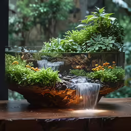 an image of a garden setting in a fish tank