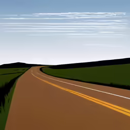 a painting of an empty, open country road