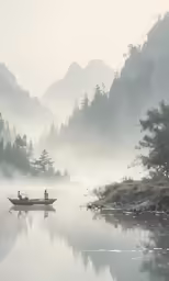 two people on a boat on the water