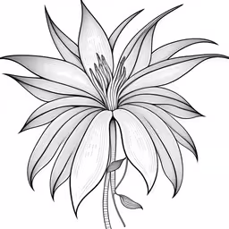 a stylized flower on a white background,a flower with long flowers is shown in this drawing