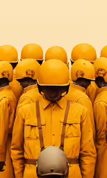 the front end of a group of boys in yellow uniforms