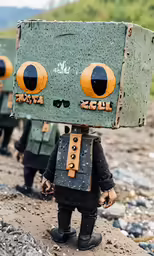 a close up of two toys and a person