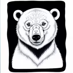 a black and white drawing of a bear