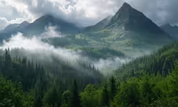 a forest scene is shown as the clouds roll in