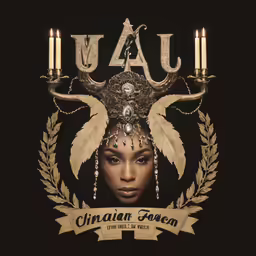 a black woman with candles and a crown on her head