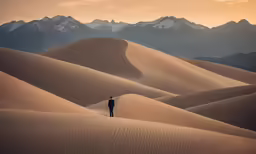 a lone person stands in the middle of an open field