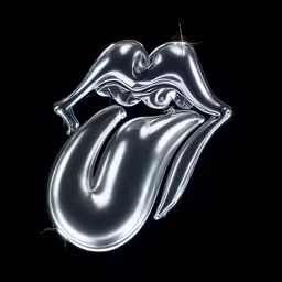 the rolling stones logo, with the letter s in metallic