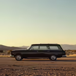 a van that is parked in the dirt
