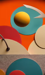 a table topped with a yellow ball and scissors