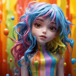 a young woman with pastel hair and long, wavy hair