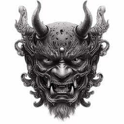 a mask with large horns and horns on the head
