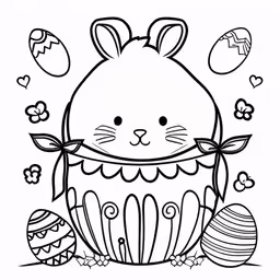 an outline of easter bunny with eggs and flowers in the background