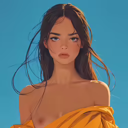 the painting shows a beautiful woman in yellow dress