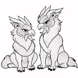 two dragon type animals that look like they have sharp teeth