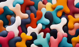colorful and black, orange, and blue decorative items in the form of a star