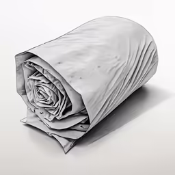 a drawing of an unwrapped rose on a sheet