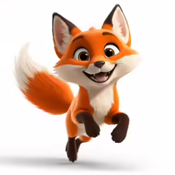 an orange and white fox is running towards the camera