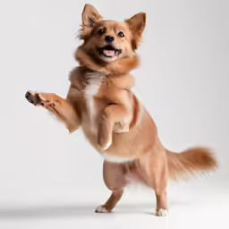 a small dog with his legs in the air