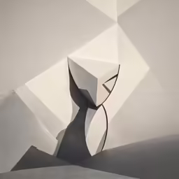 a geometric painting with white and black colors