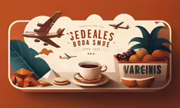 the coffee tray has various types of breakfast items