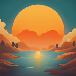 a painting with trees and a mountain range behind it