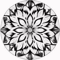 an ornate circular design in black and white