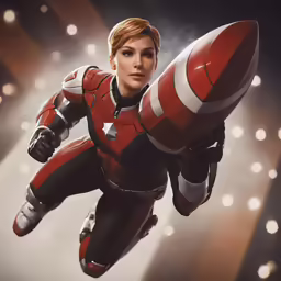 a young lady in a space suit and rocket helmet