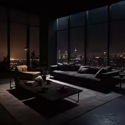 a couch sitting inside of a living room next to a big window