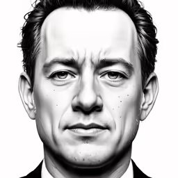 a drawing of an older man in a suit