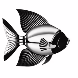 black and white drawing of a fish with stripes