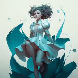 a digital painting of a woman in a costume