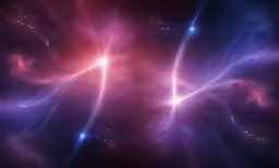 two bright blue and purple stars are in the sky