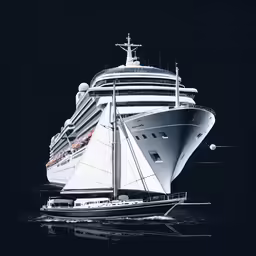 a cruise ship at sea lit by a light from a candle