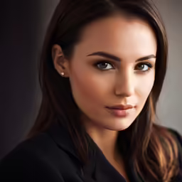 a woman with beautiful blue eyes and her hair pinned up