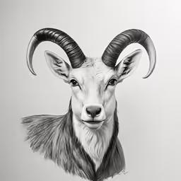 a goat with long horns and big horns