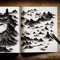 an open book with ink that is drawn on paper