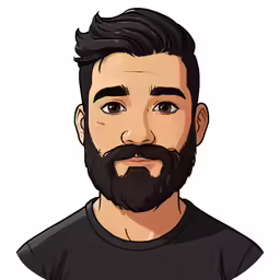 a man with black beard wearing a black shirt