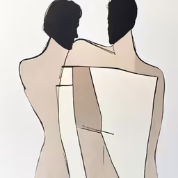 a drawing of a man and woman hugging each other