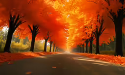 a road that has some trees near by