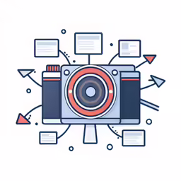 the camera with several icons above it