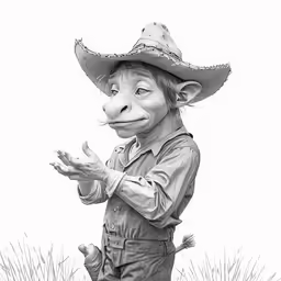 a black and white photo with an image of a person in a cowboy hat