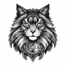 a black and white drawing of a cat