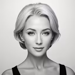 a beautiful blonde lady posing for a black and white photo