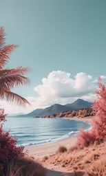 trees and shrubs are shown at the beach