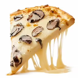 an over head image of a slice of pizza with mushrooms on it