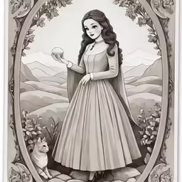 a poster featuring a young woman holding an apple